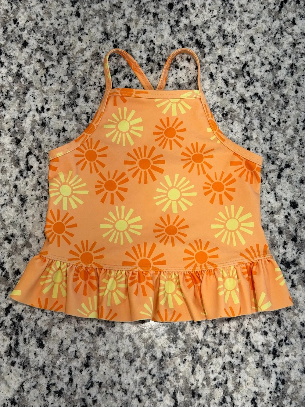 Old Navy Toddler Girl's Orange and Yellow Sunshine Ruffle Tankini Set, Size 2T